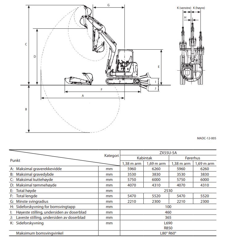 Gravemaskin belter diesel 5,1-6,0 tonn